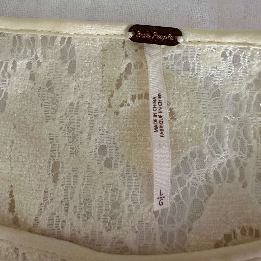 Free People Ruby Mini Lace Oversized Sheath Cottagecore Dress in Ivory, Large - Picture 12 of 12